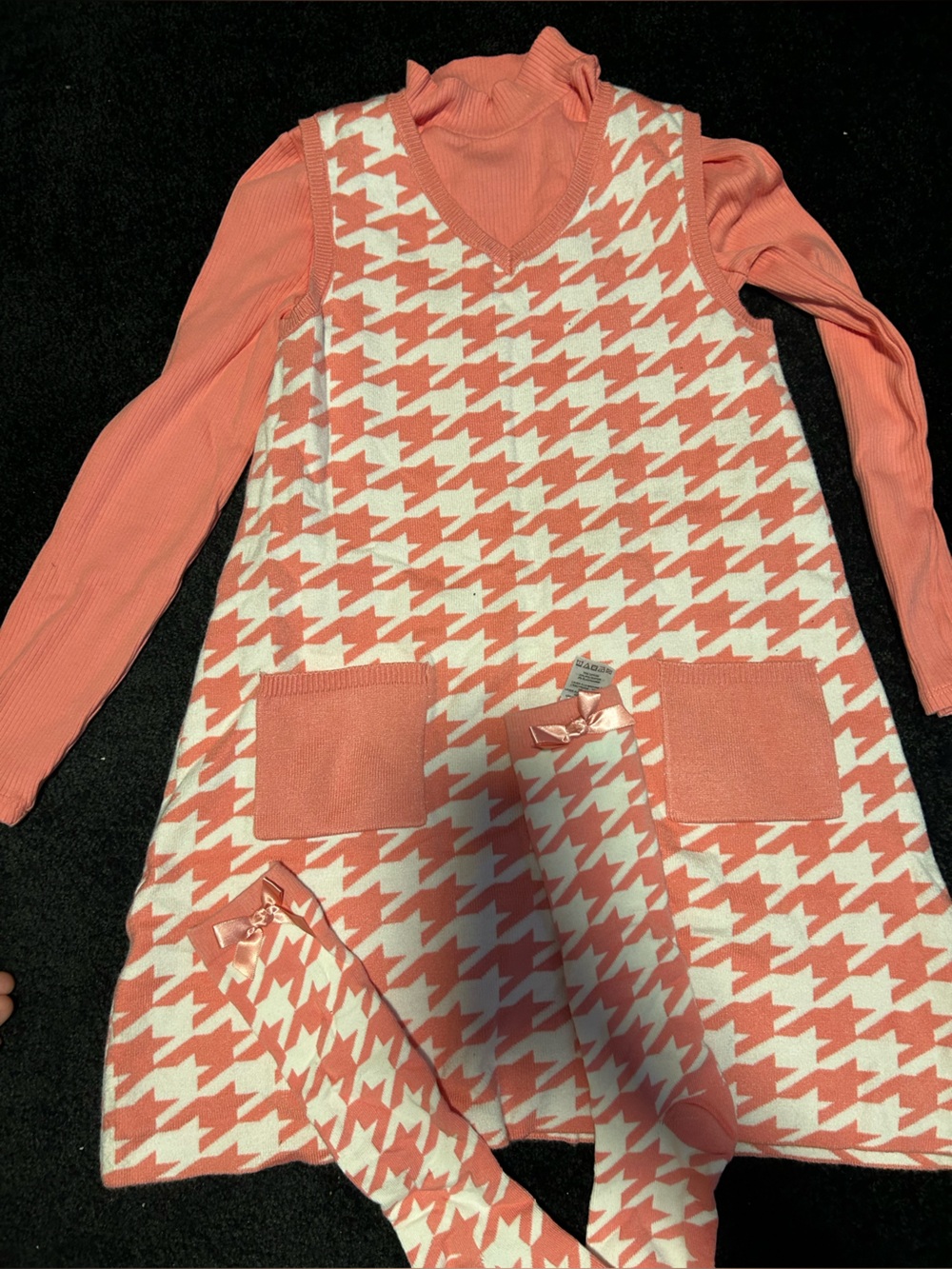 Coral & Cream Knit Dress for Kids